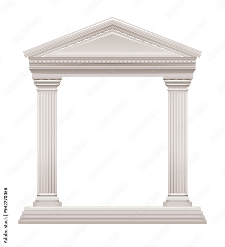 Greek and Roman column temple. Pillar vector building. Ancient white ...