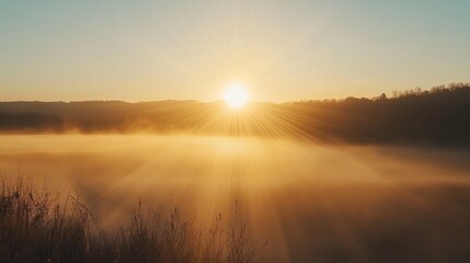 Canvas Print - Sunrise Over Misty Valley