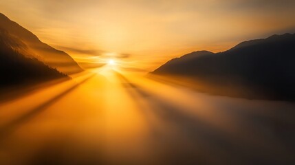 Sticker - Golden Sunrise Over Misty Mountains