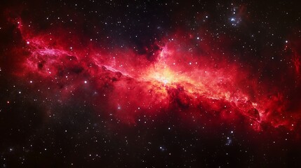 Poster - red galaxy space with stars