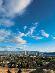 view of city under a blue summer sky