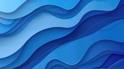 Wall Mural - Blue background vector presentation design template with wavy lines, simple shapes and gradients