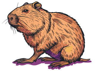 Wall Mural - Illustration of a beaver on a white background. Vector image