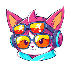 Canvas Print - A cartoon cat wearing sunglasses and headphones