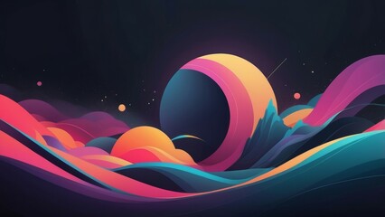 Poster - abstract background with rainbow