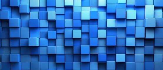 Sticker - Render of blue wooden cubes with abstract texture. Stock image