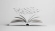 © Naput - An open book with pages that transform into a flock of birds, symbolizing the spread of knowledge and skills, Surrealism, Watercolor, Pastel tones, Soft and ethereal