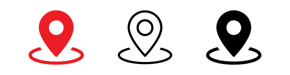 Location icon set, Map pin place marker. location pointer icon symbol in flat style. Red Location pin icon, Navigation sign