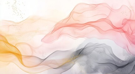 Sticker - An elegant and visually appealing abstract background that showcases soft watercolor waves in delightful pastel tones, making it an ideal choice for various creative projects and minimalistic designs