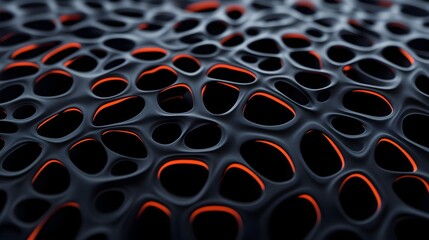 Wall Mural - Abstract 3D  Black and Orange  Glowing  Mesh Pattern