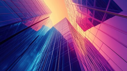 Canvas Print - Abstract architecture in vibrant digital hues