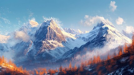 Wall Mural - Majestic mountains under clear skies