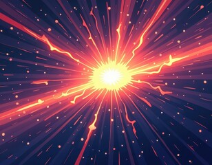 Wall Mural - abstract illustration of a bright explosion with radiating light and energy.
