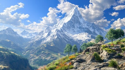 Wall Mural - Majestic mountains under clear skies