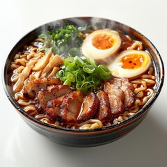 Wall Mural - Delicious Japanese Ramen with Pork, Eggs, and Green Onions