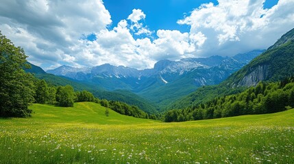 Wall Mural - Majestic mountains under clear skies