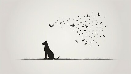 Poster - silhouette of a cat on the roof