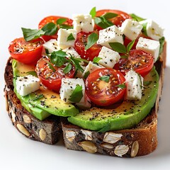 Wall Mural - Avocado Toast with Tomatoes and Feta Cheese