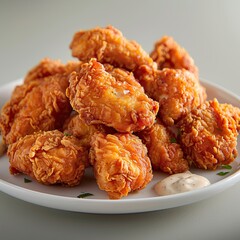 Canvas Print - Crispy Fried Chicken Bites with Dipping Sauce