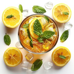 Canvas Print - Refreshing Iced Tea with Lemon and Mint