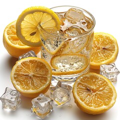 Sticker - Refreshing Lemon Drink with Ice Cubes