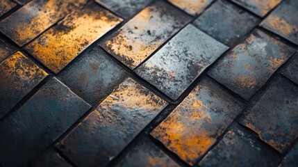 Poster - A close up of a metal roof with some rust on it, AI