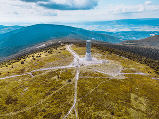 Snieznik mountain in Poland Czech Republic border - view from a drone