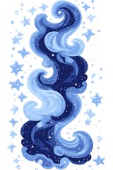 Wall Mural - Abstract Blue and White Swirls with Stars