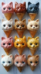 Wall Mural - Cats in Ice Cream Cones