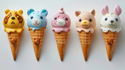 Sticker - Adorable Animal Ice Cream Cones