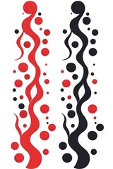 Canvas Print - Abstract Red and Black Swirls with Circles