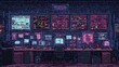 © Narongsag - Pixel Art Retro Hacker Room Interior Design  Futuristic Cyberspace Workstation