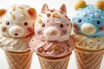 Sticker - Cute Animal Ice Cream Cones