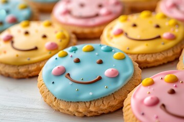 Wall Mural - Smiling Cookies with Colorful Icing