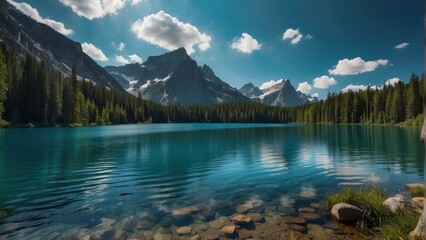 Wallpaper turquoise lake in summer mountains