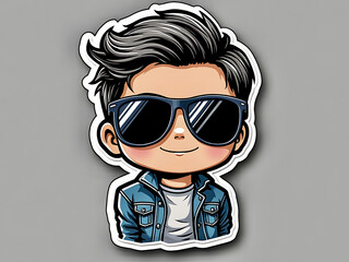 Wall Mural - Guy sunglasses Jean Jacket die-cut Sticker Graphic