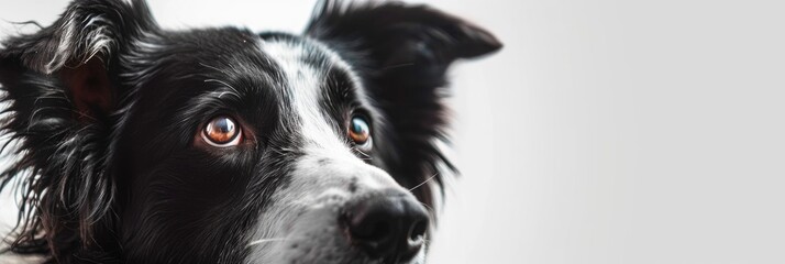 Canvas Print - Skeptical Border Collie with Sad Eyes Gazing to the Side