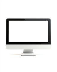 Minimalist desktop computer with a blank screen on a white background, perfect for showcasing digital content or design work.