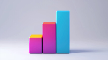 A chart or graph in the form of colorful 3D bars, clearly visualizing profit growth.