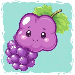 Canvas Print - Cute Cartoon Grape with Big Eyes and a Smile