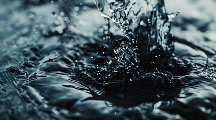 Wall Mural - A close-up shot of a single water droplet in black and white