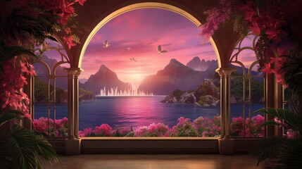 Wall Mural - landscape with tropical vibes realistic