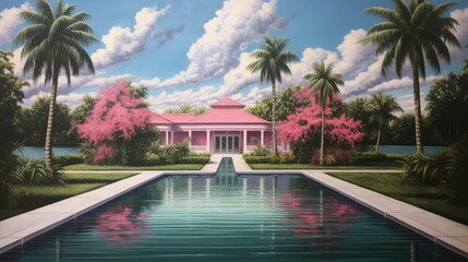 landscape with tropical vibes realistic