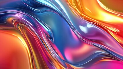 Abstract 3D background with vibrant glass waves, fluid gradients, and smooth textures in bold, dynamic colors.