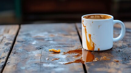 Sticker - white mug and coffee spilled from it 