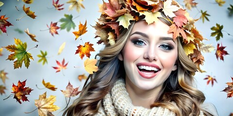 Sticker - portrait of a girl in autumn