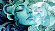 © 대연 김 - Flowing Emotions: Contemporary Art Deco in Blues and Greens