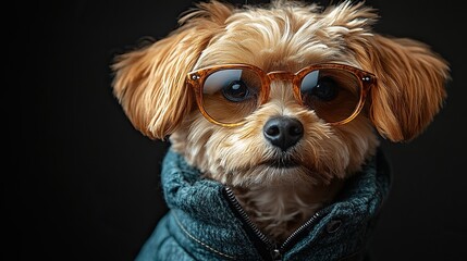 Dressed in a classy and elegant fashion statement, a trendy dog poses as a stylish model.