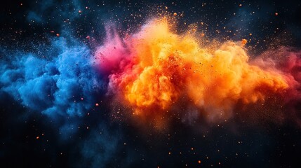 A vivid burst of color explodes in an abstract powder burst.