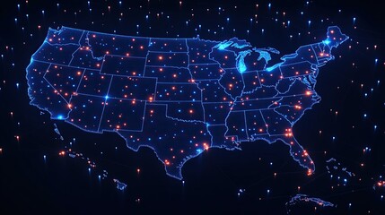 America�s global network and connectivity are symbolized in an abstract digital map.